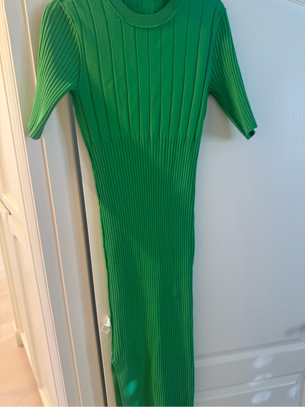 Frame Denim Green Ribbed Maxi Knit Dress